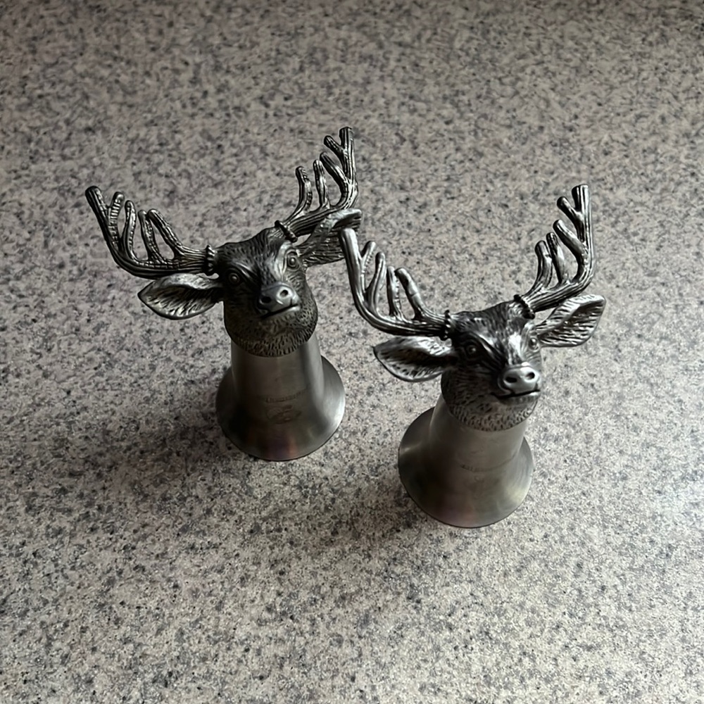 Jagermeister Deer Head Pewter & Stainless Metal “shot glasses”